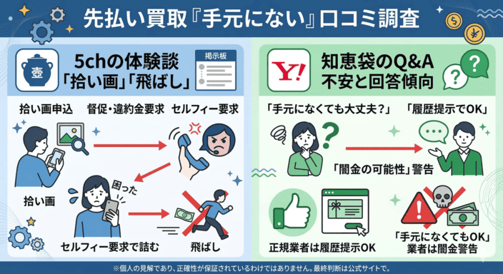 先払い買取で手元にない場合の5ch・知恵袋の口コミ