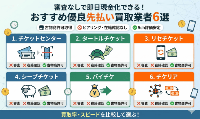 審査なしで即日現金化できる先払い買取おすすめ業者6選