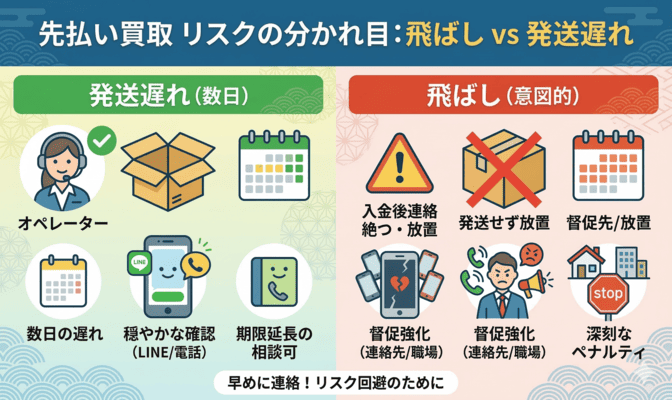 先払い買取の飛ばしとは?発送遅れとの違いと業者対応の分かれ目