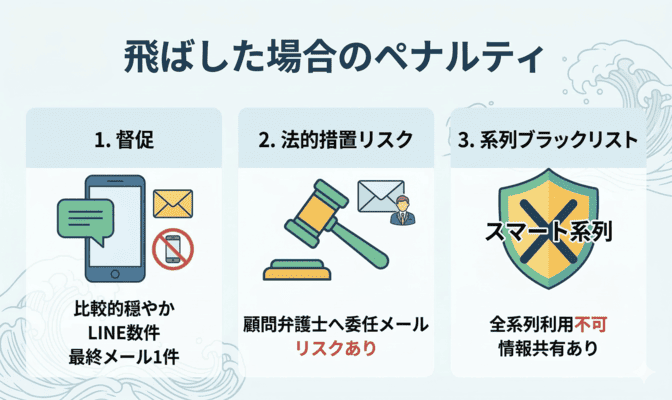 スマート系列の先払い買取を飛ばした場合のペナルティ
