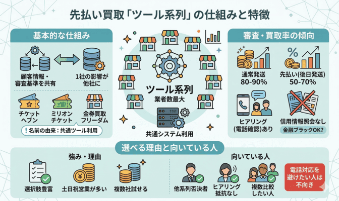 先払い買取のツール系列とは？仕組みと特徴