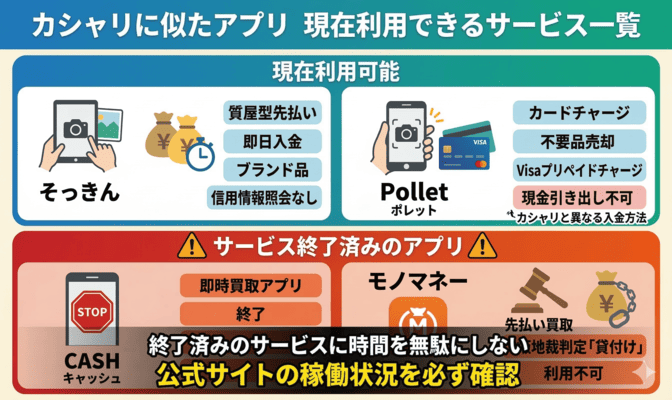 カシャリに似たアプリで現在利用できるサービス一覧