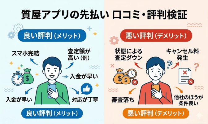 質屋アプリの先払いの口コミ・評判を検証